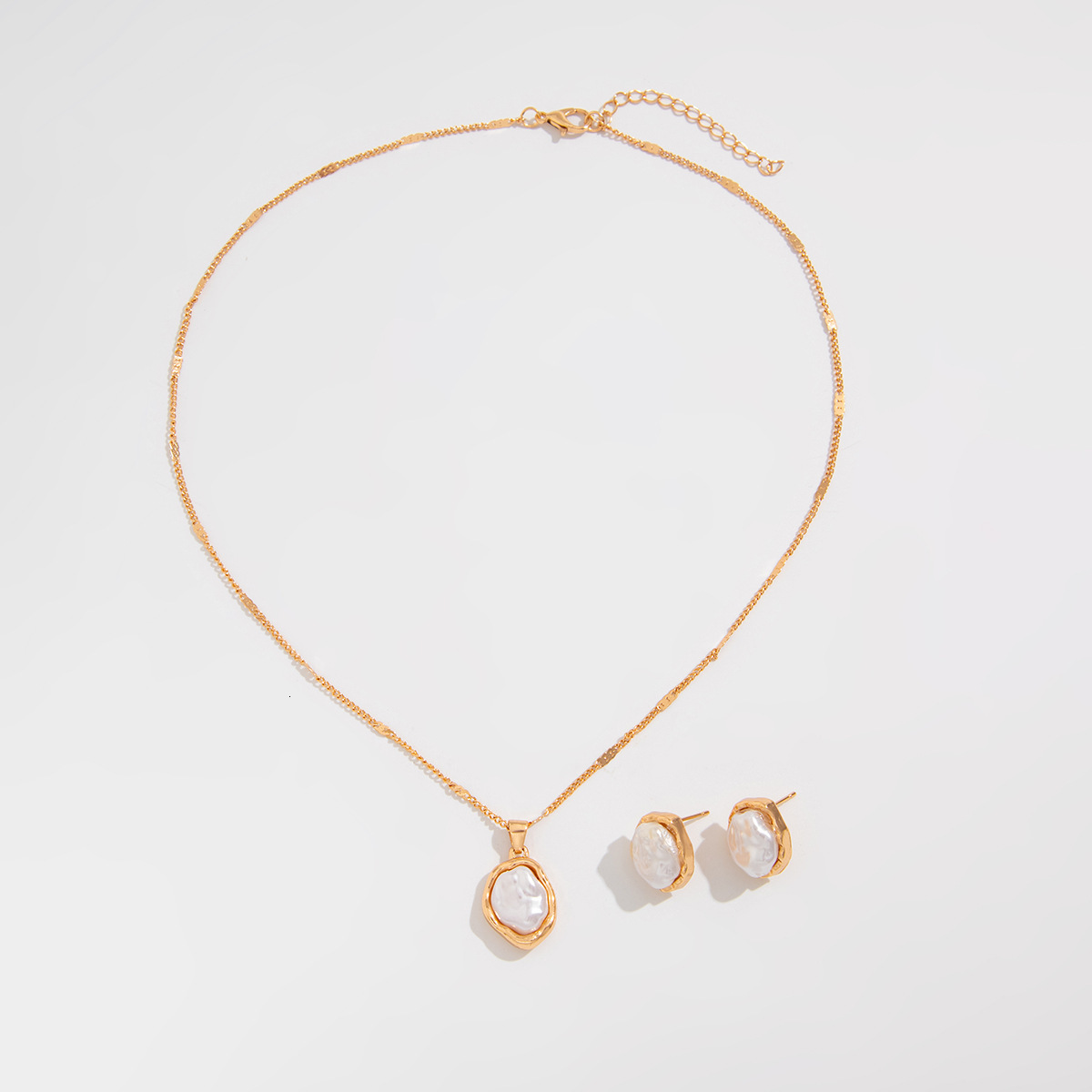 Temperament Imitation Pearl Pendant Necklace Jewelry Women's High Sense Earrings Necklace Set Jewelry for Women