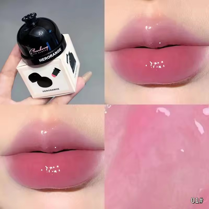 With Silicone Lip Brush Jelly Solid Lip Gloss Non-stick Mirror Lip Tint Lasting Makeup Moisturizing Canned Crystal Lipstick Mud