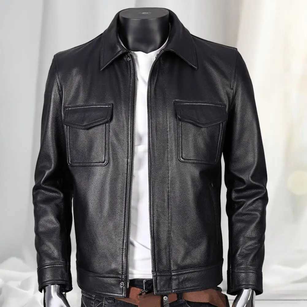 Autumn New Men Leather Coat Korean Fashion Genuine Leather Sheepskin Men Leather Jacket Trend Casual Fit Slim Baseball ClothesT250311
