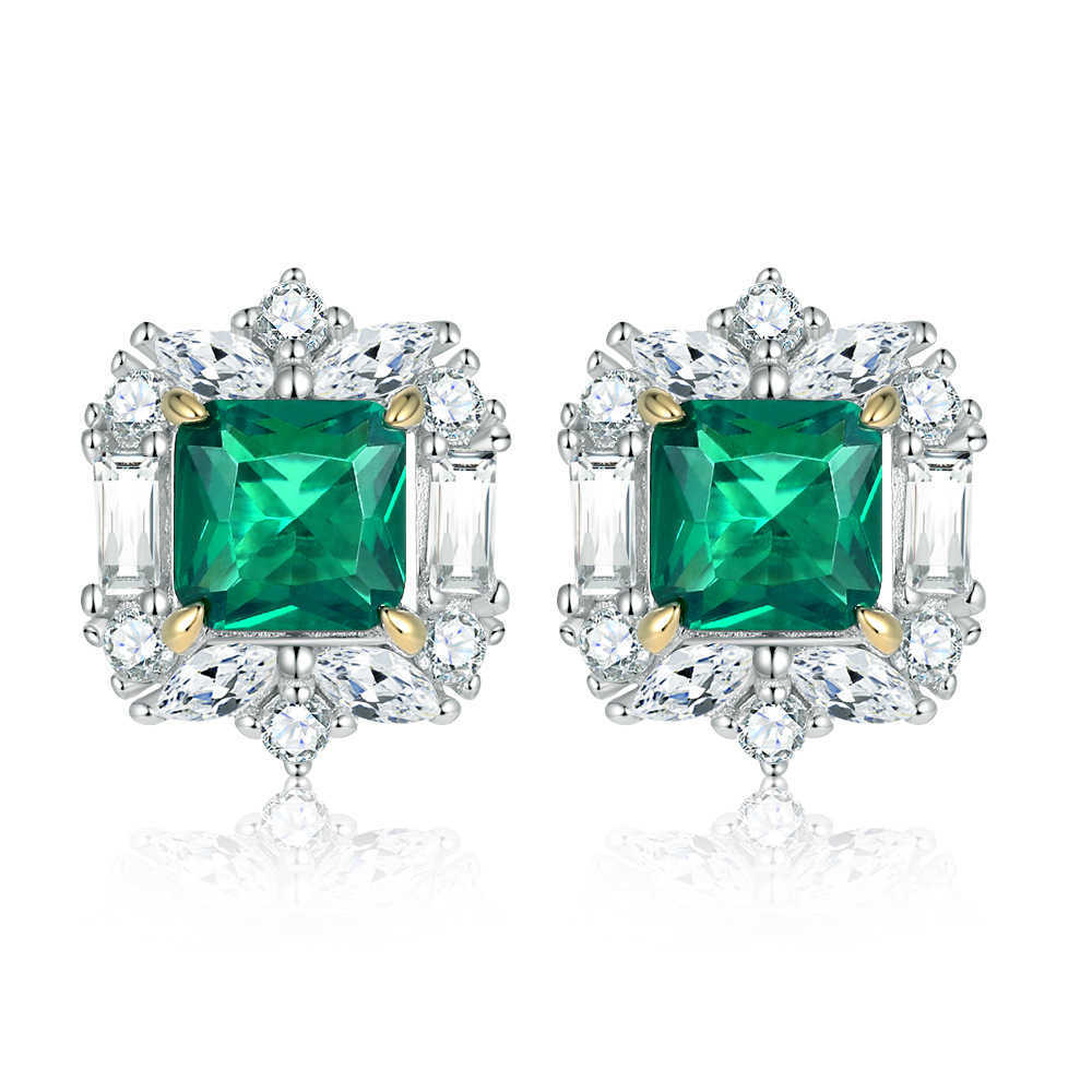 High end pure silver colorful jewelry set S925 silver ring green zircon earrings luxurious emerald necklace high-end feel W250312