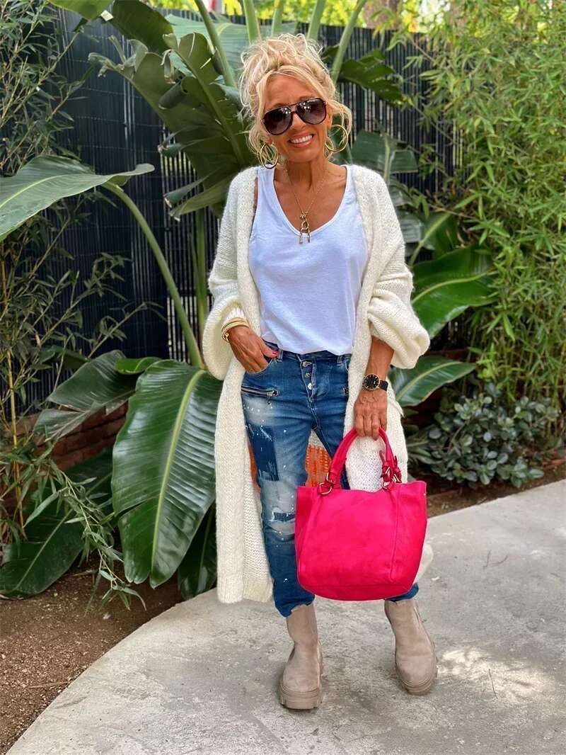 2025 Spring Oversize Knitted Women Sweater Long Sleeve Loose Cardigan Warm Coats Female New Winter Casual Trendy Ladies Clothes