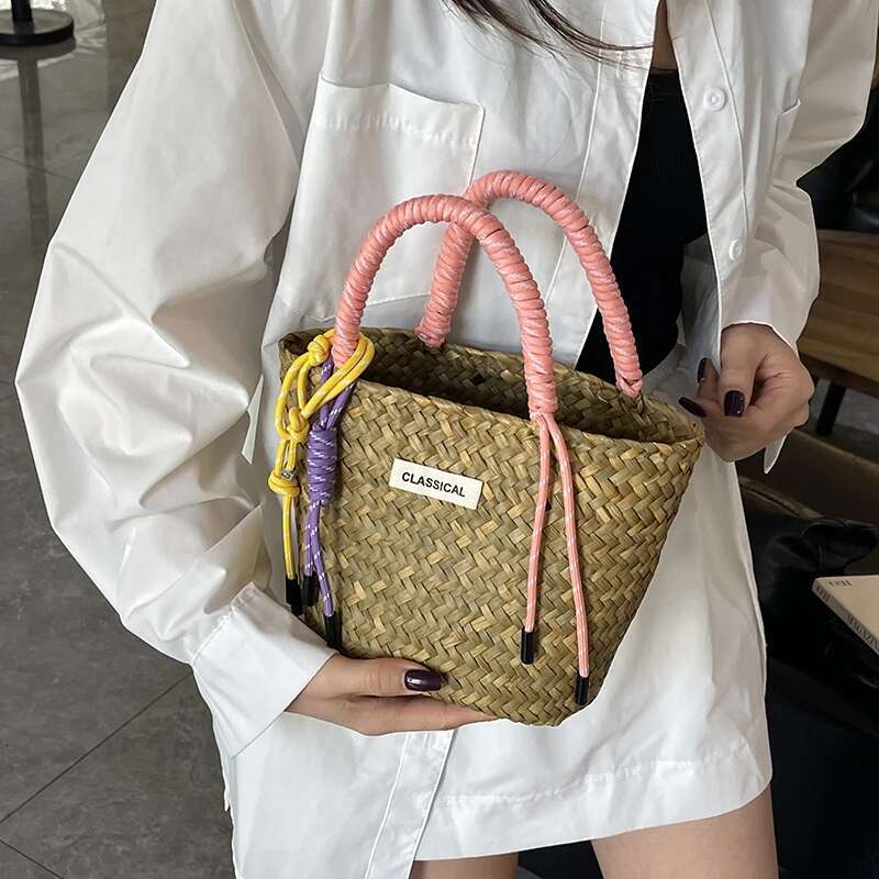 LEFTSIDE Small Weave For Women 2025 Summer New Shoulder Bags Lady Handbag Females Straw Tote Beach Hand Bag