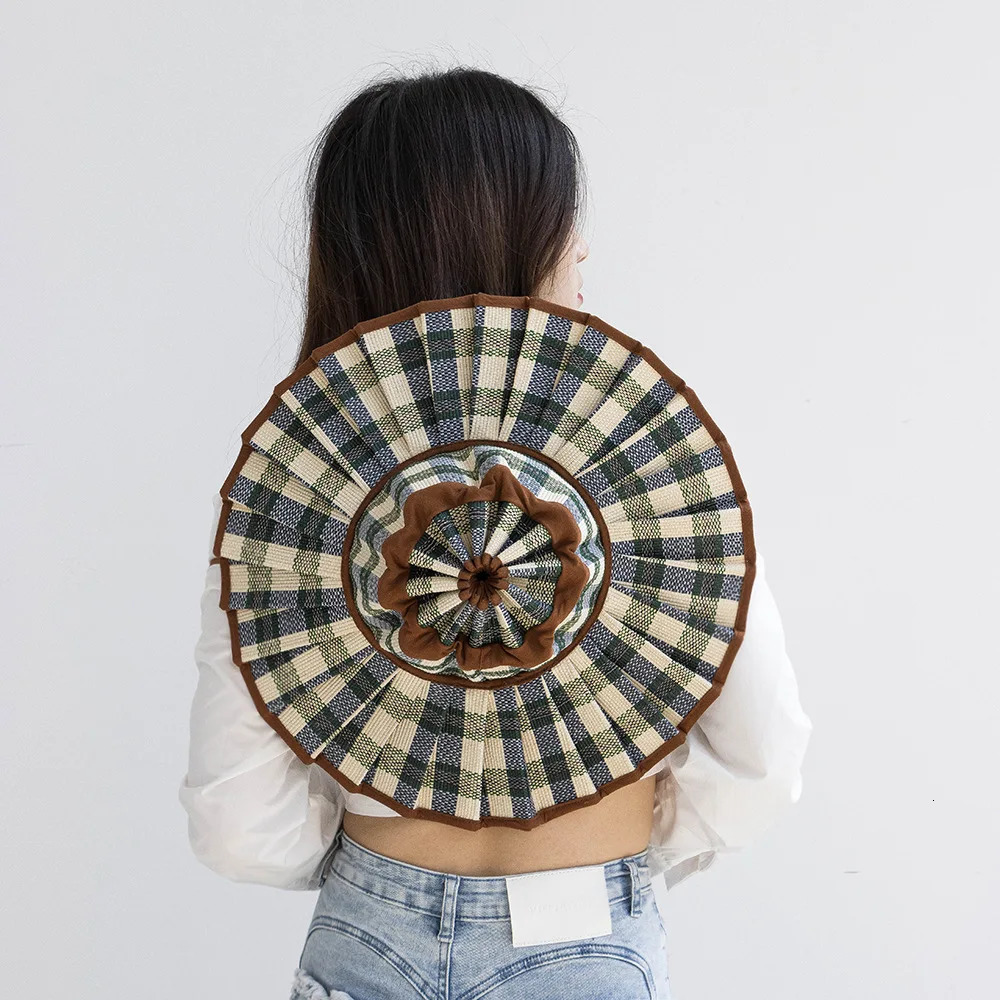 USPOP Fashionable foldable pleated straw hat with large brim waterproof Straw sun hat 2 size available 250312