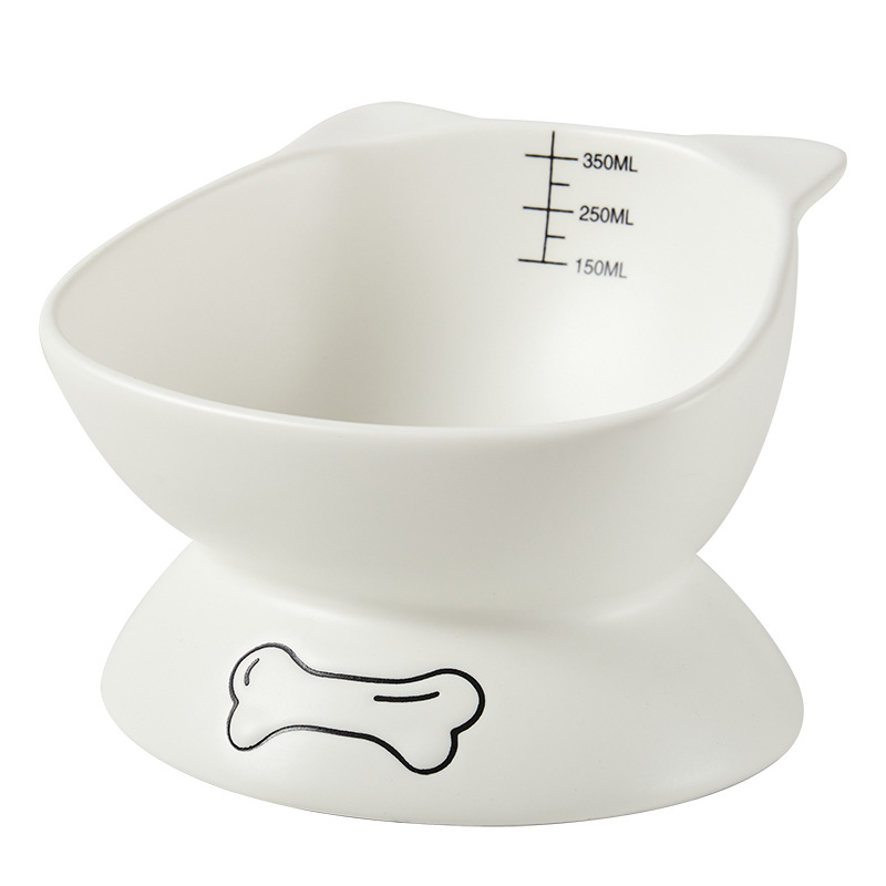 New Arrival Large Caliber Dog or Cat Bowl Drinking Water Food StuffHigh Feet Tableware Pet Product Ceramic Black White Ear Styling 1Pc