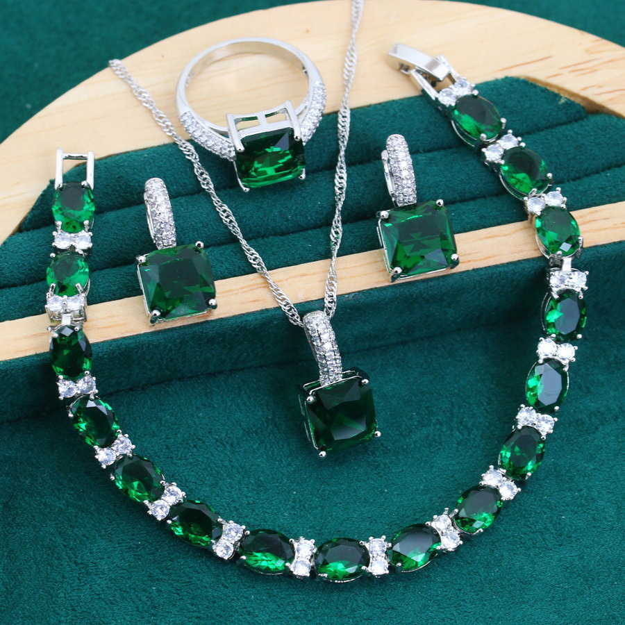 Fashionable and luxurious blue square zircon inlaid jewelry earrings rings bracelets necklaces Mothers Day gifts W250312