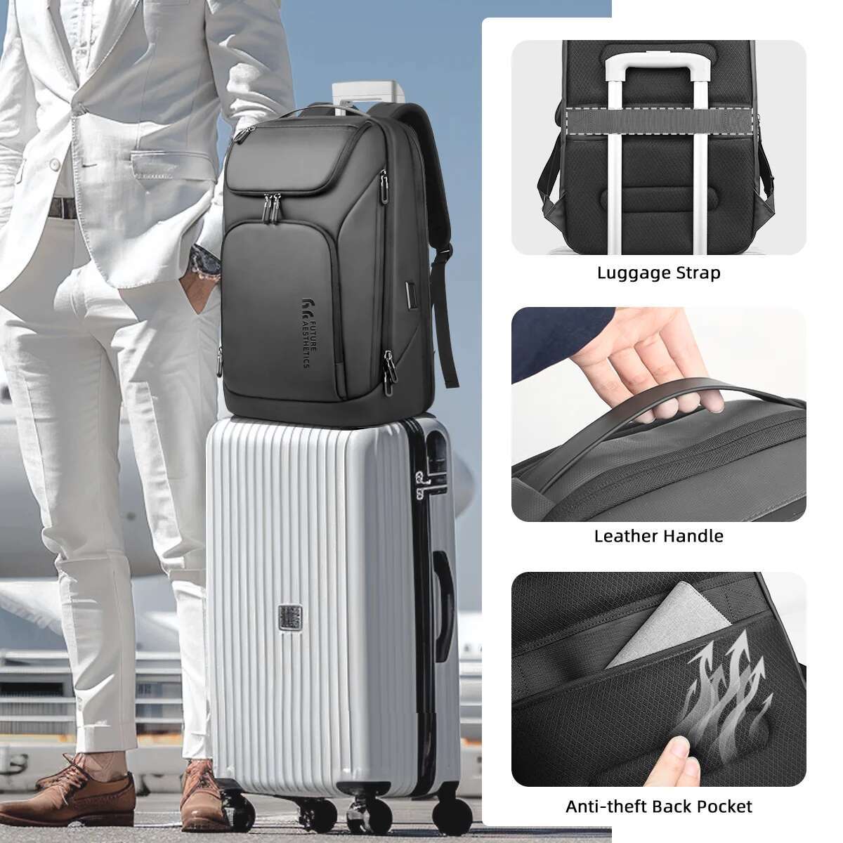 HK Travel Business For Men Large Capacity 17 Inch Laptop Multifunctional Anti-Theft Backpack Weekender Daypack