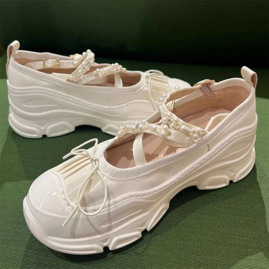 High Quality Women Casual Flats Retro Thick Sole Platform Sports Ladies Round Toe Mary Jane Ballet Shoes Black Loafers