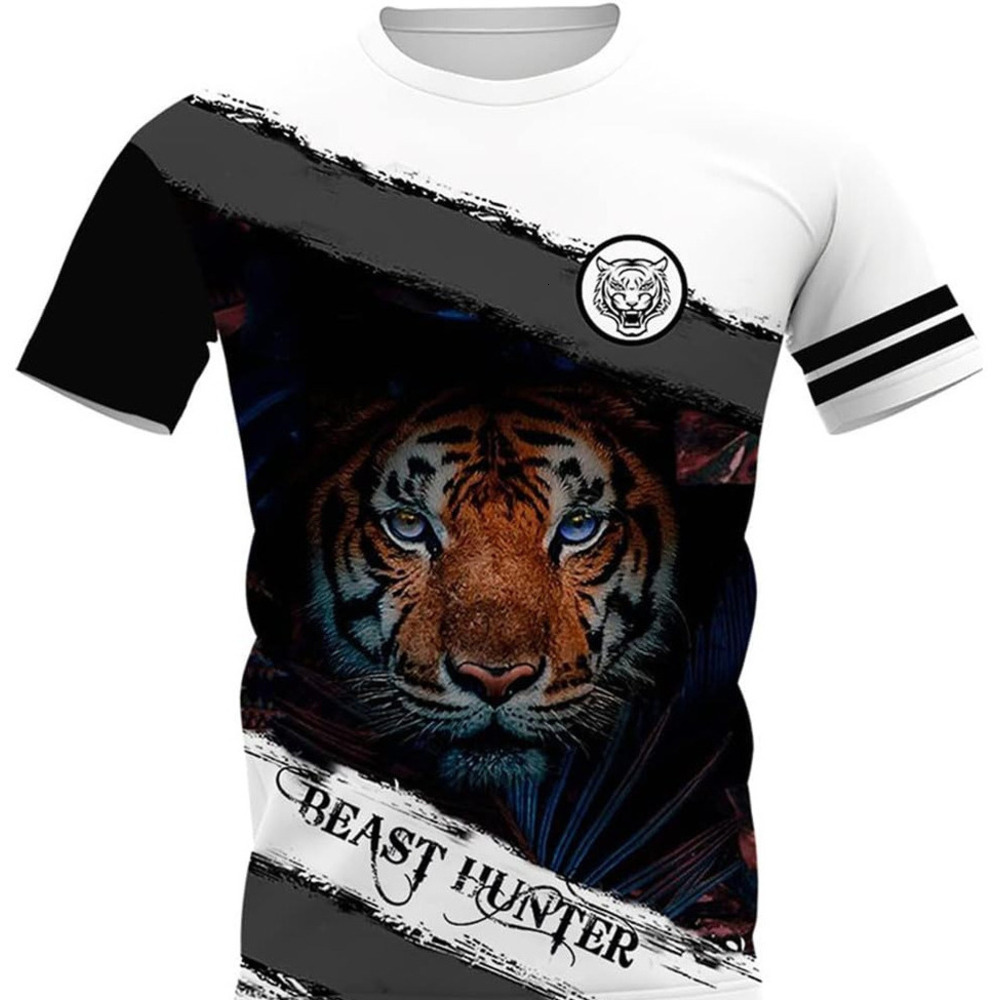 Mens T shirt Men's 3D Digital Print Tiger Head Pattern T-Shirt, Viking Summer Loose Casual Short Sleeve tee Casual tops summer clothes