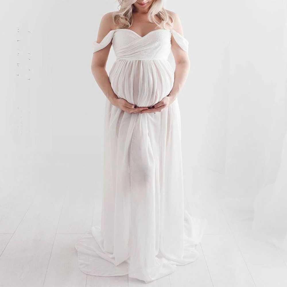 Pregnancy Photography Dress Sexy Shoulderless Maternity Dress Summer New Maxi Floor-length Skirt Maternity Photoshoot Long DressT250311