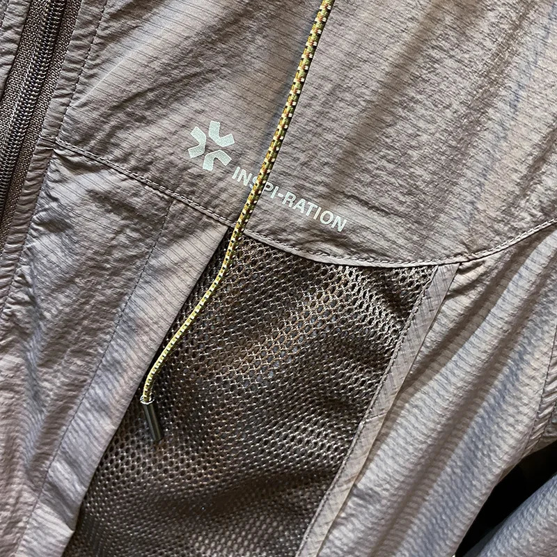 Summer ultrathin soft ice silk sunscreen suit Men UV protection outdoor fishing hooded climbing jacket 250312