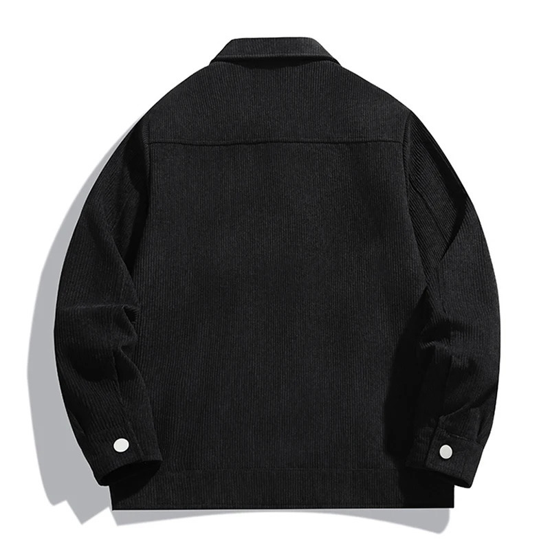 Autumn Corduroy Cargo Jacket Men Vintage Button Coat Fashion Korean Streetwear Slim Fit Outerwear Clothing Tops Male Plus Size 250312
