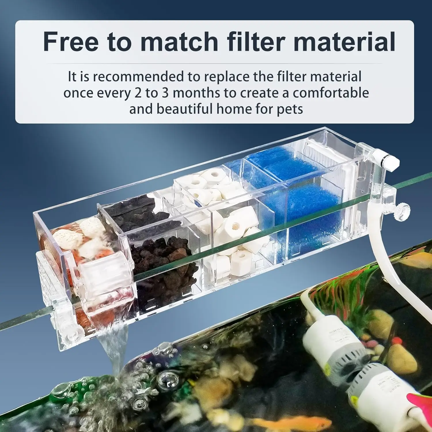 220V Aquarium Filter Wall Mounted Top Filter Waterfall Roller Circulation Water Filtration Fish Tank Skimmer Accessories