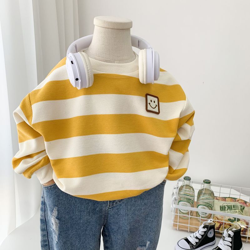 Ddmyshoesvip Boys Hoodie Autumn New Clothing Children S Baby Western Style Striped Top Round Neck Pullover