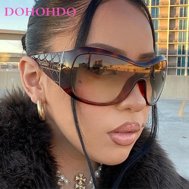 Sunglasses Trend Luxury Brand Design Oversized Frame Y2K One Piece Women Men Outdoors Street Pography Shade Sun Glasses UV400