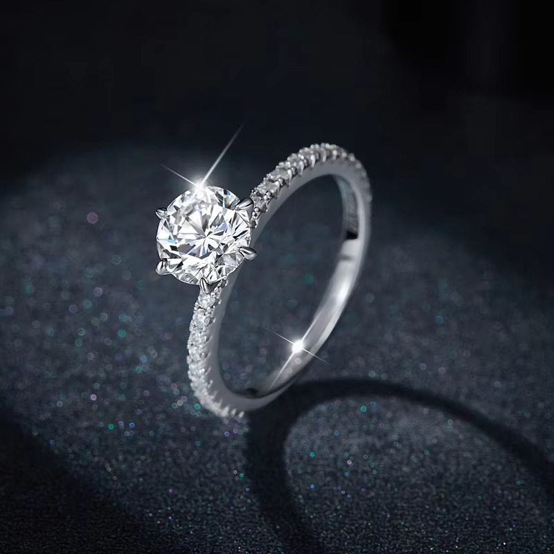 Wedding Moissanite Ring 925 Sterling Silver Moissanite Jewelry 1CT 6.5mm D White Moissanite Bridal Ring Sets