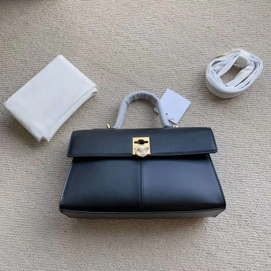 Women's Niche Cowhide Square Stance Briefcase Fashion Commuter Business Shoulder Crossbody Bag