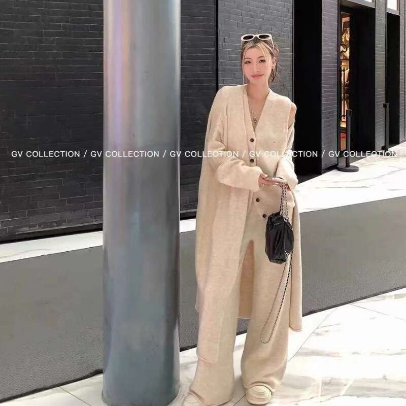 Maillard European British Style Long Sweater 2024 Autumn/Winter Design Sense Coat Two-Piece Set