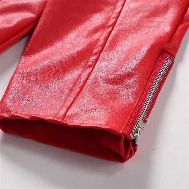 New Men Solid Color Imitation Leather Jacket Black / Red Fashion Male Oblique Zipper Biker CoatsT250311