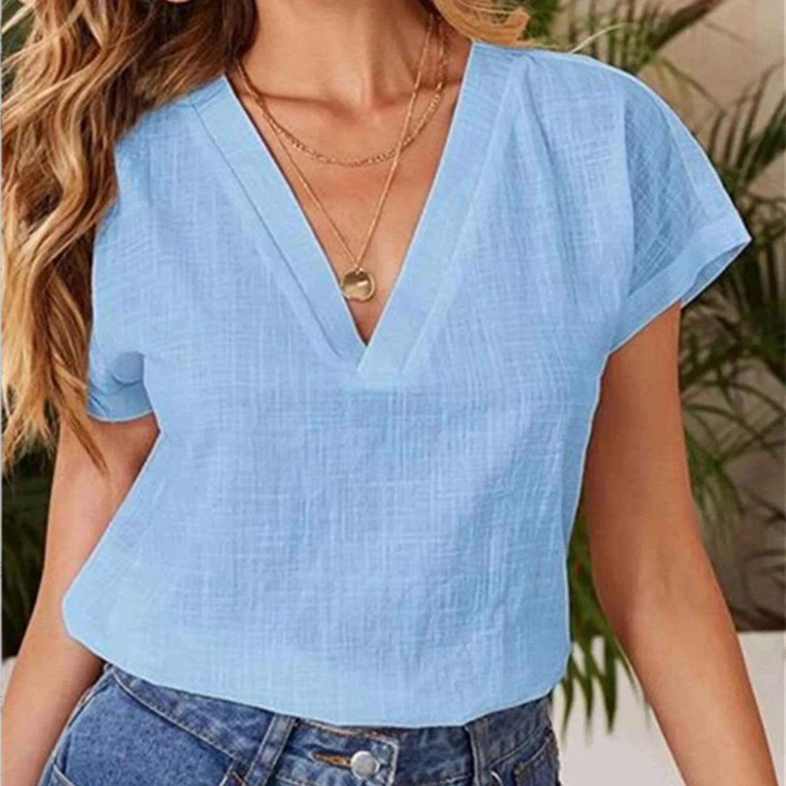 Elegant Blouses For Women Women's Summer Solid Color En Cotton Loose Half Sleeve Blusas Elegantes Para Mujer 2024
