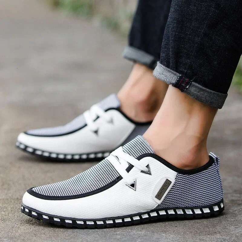 New Men's Casual Trend Male Comfortable Leather Loafers 2024British Style Business Work Shoes Driving Footwear Big Size 47