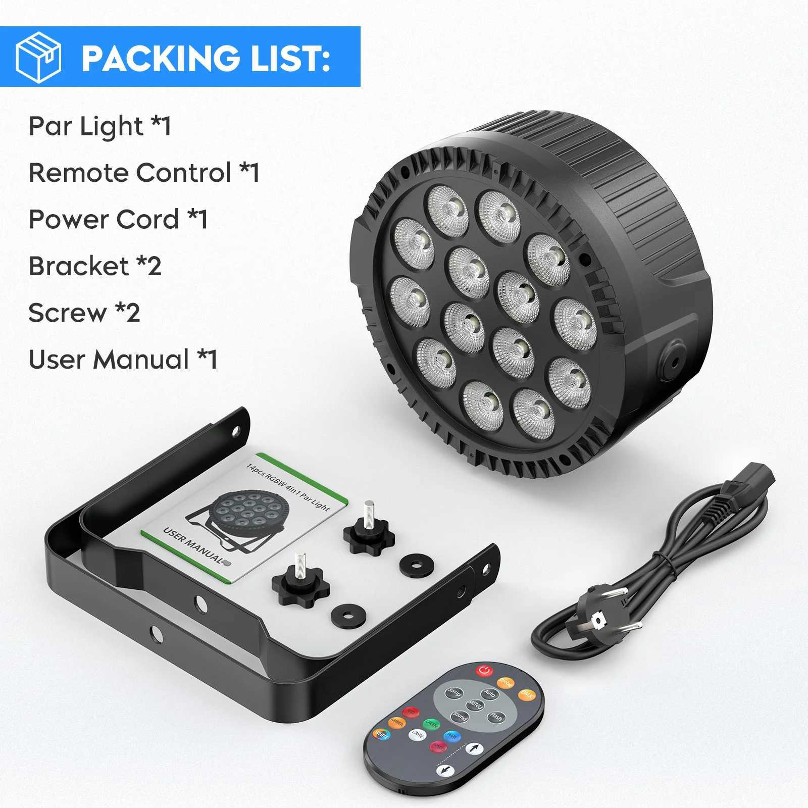 UKing 4PCS 80W Par Light 4in1 RGBW 14 LED Stage Effect Light DMX512 Remote Control Flat Light Used for KTV DJ Disco Bar Stage Light X250312