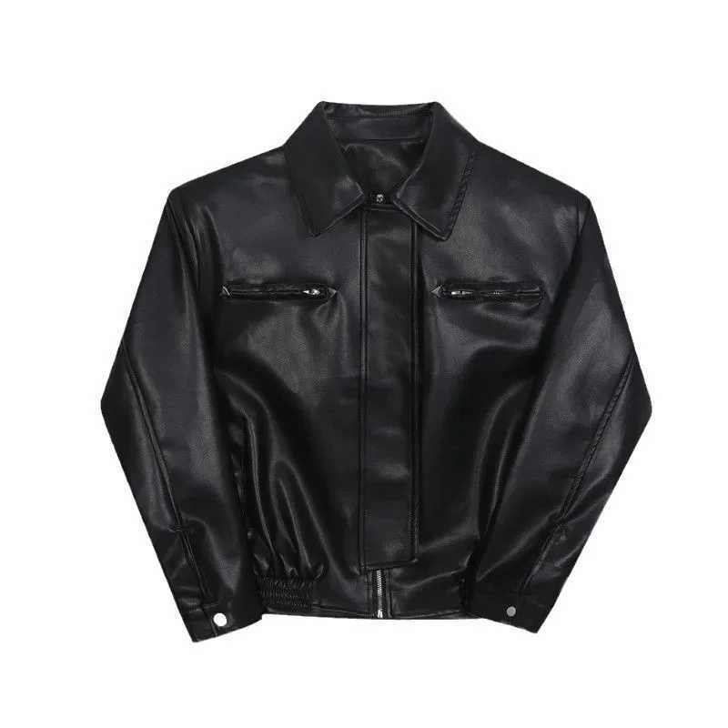 High-End FeelPULeather Jacket For Men Casual Loose Fit Faux Leather Jacket Trendy Motorcycle Wear Spring Autumn 2024 New ModelT250311