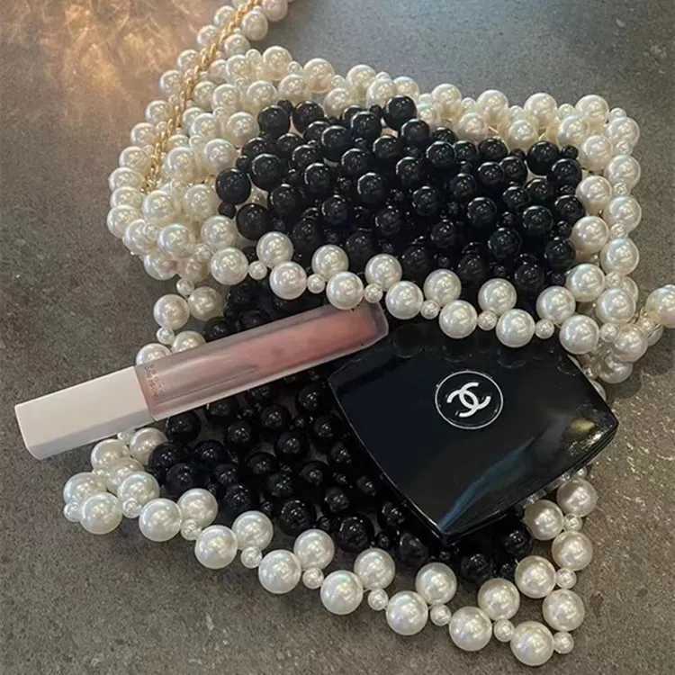 New Arrival New small pearl bag white beads fairy portable messenger bag with chain womens wallet and handbag cross body bag T250311