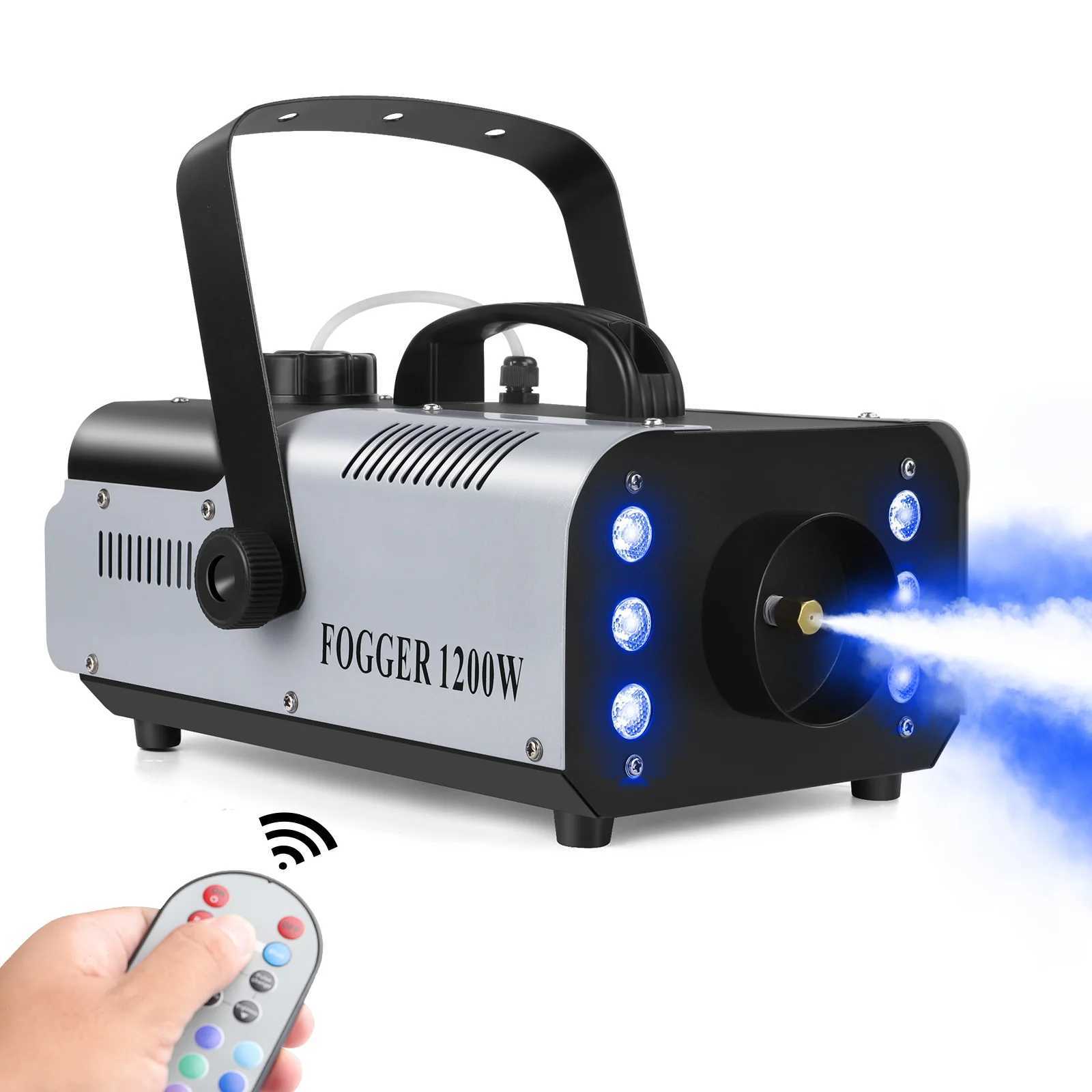 King 1200W Fog Machine 6LEDs Remote Fogger Ejector Disco Colorful Smoke Machine DJ Christmas Party Effects Stage Light X250312