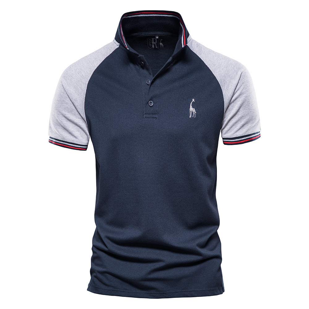 tracksuit Men's short summer new European size raglan sleeve POLO shirt casual splicing men's Sweatshirt