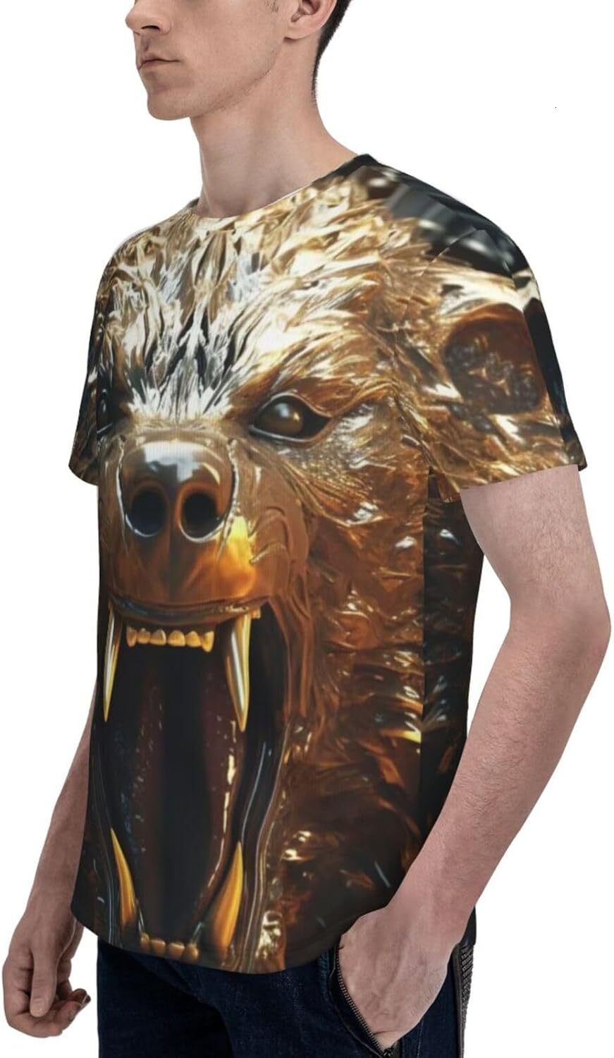 Mens T shirt Metal Wolf Pattern Men's Women's T-Shirt Fierce Roaring Wolf 3D Printed Novelty Short Sleeve Unisex Fashion Tee tee Casual tops