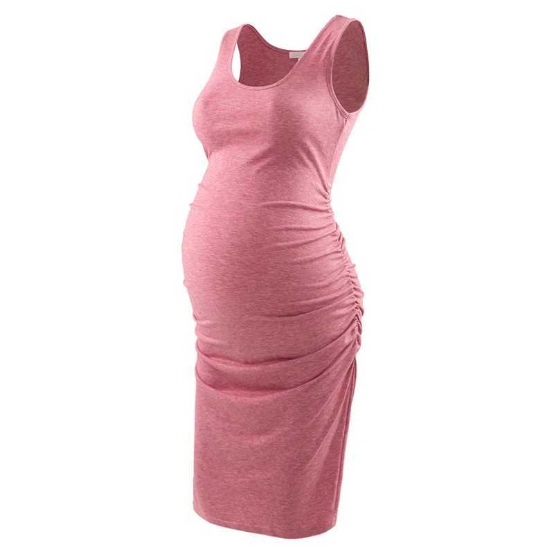 Maternity Dress Summer Soft Side Ruched Bodycon Dresses Pregnancy Sundresses Clothing for Pregnant WomenT250311