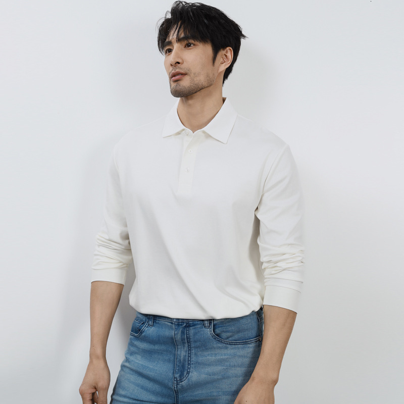 tracksuit Long sleeved polo shirt for men, business casual lapel T-shirt, men's high-end sense, autumn and winter solid color fashion trend