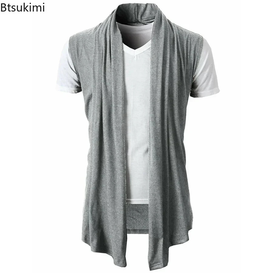 Spring Summer Men Sleeveless Jacket Street Fashion Knitted Vest Cardigan Punk Hip Hop Waistcoat for Man Mens Tops 250312