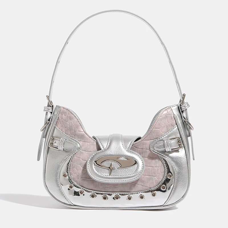 Half Moon Shaped Y2k Women s Armpit Bag Designer Fashion Handbag Wallet 2025 New Trend Rivet Decoration Crossbody Bag Casual Mini Storage Bag