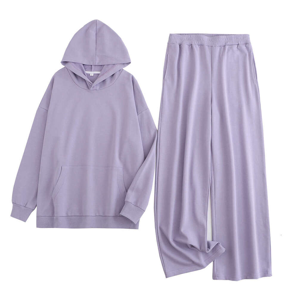 2023 Autumn New Y2k Fashion Sports Lazy Style Loose Hoodie Wide Leg Pants Set