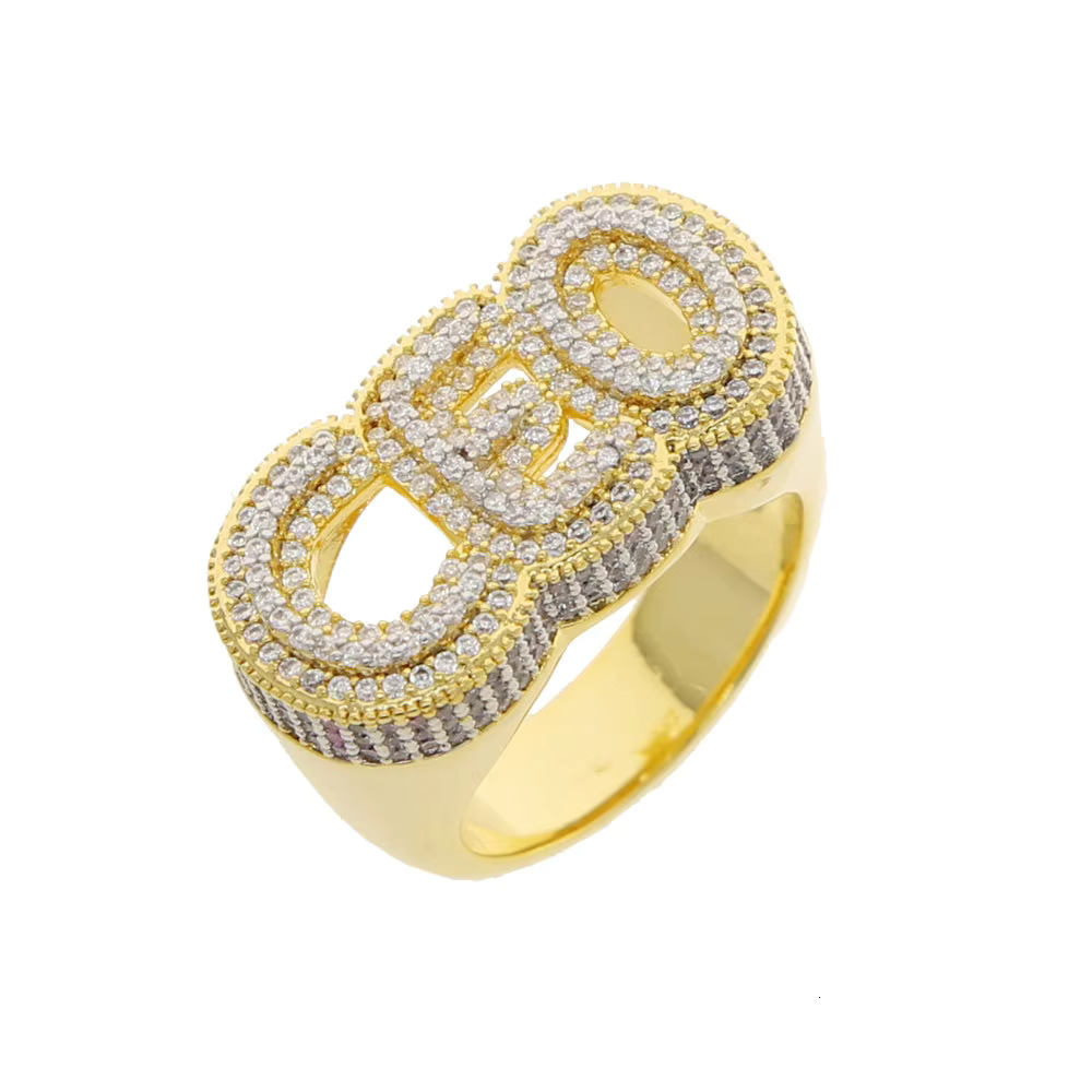 Round Moissanite CEO Men Ring Fully Iced Gold Plated Men Hip Hop Ring for Him