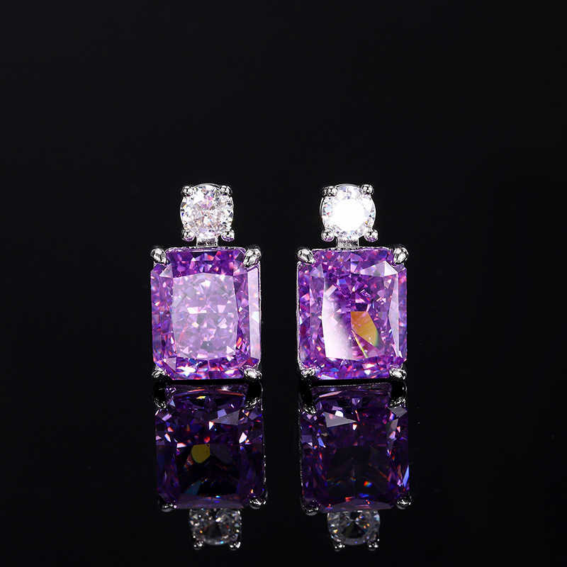 2024 New Zhuangsheng High Carbon Diamond Ice Flower Cut Purple Diamond Copper Set for Women 12 * 16-10 * 12 W250312