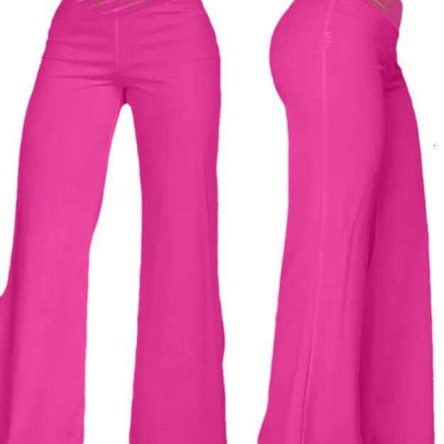Summer Women's Hollow Belt High Waist Casual Straight Loose Wide Leg Pants B2