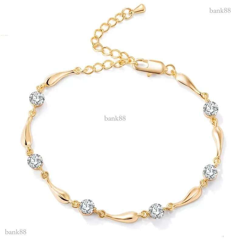 18K Yellow Gold Plated CZ Little Waterdrop Foot Chains Anklets Link For Girls Women For Wedding P