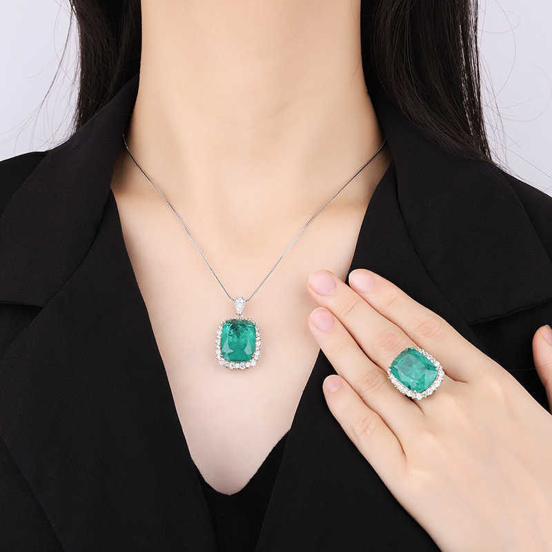 Zhuangsheng Copper Bottom Gold Plated Simulation Color Blue Treasure Grandmother Green Fat Rectangular Light Luxury Texture Set 15 * 20 W250312