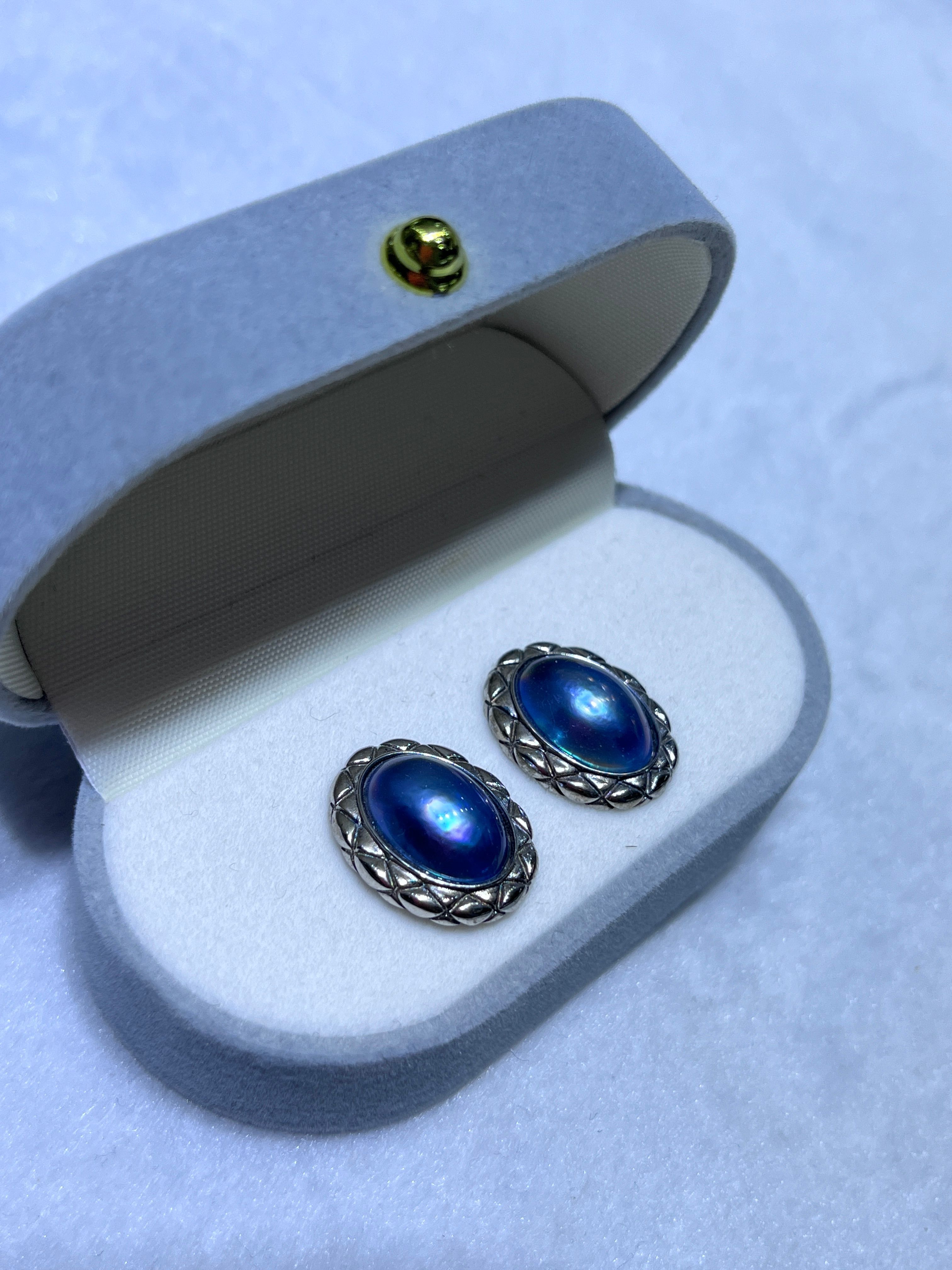 Elegant Boutique Jewelry - Natural Blue Crystal Square Sea Water Pearls Stud Earrings