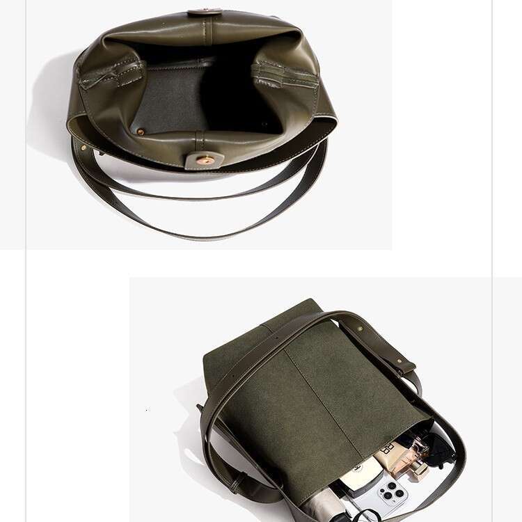 Women's Bags handbag Autumn and winter new niche design high-end tote women's large capacity soft frosted leather hanging ear bucket bag