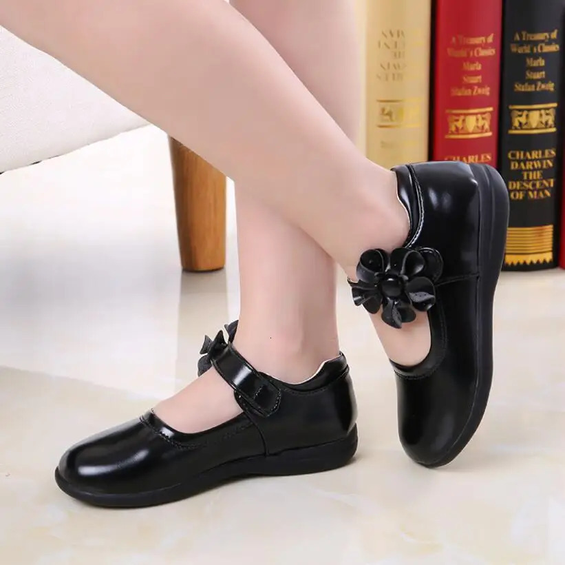 Girls Leather Shoes for Children Wedding Dress Princess School Shoes Kids Summer Bow-knot Black Student Sandals Korean Fashion 250311