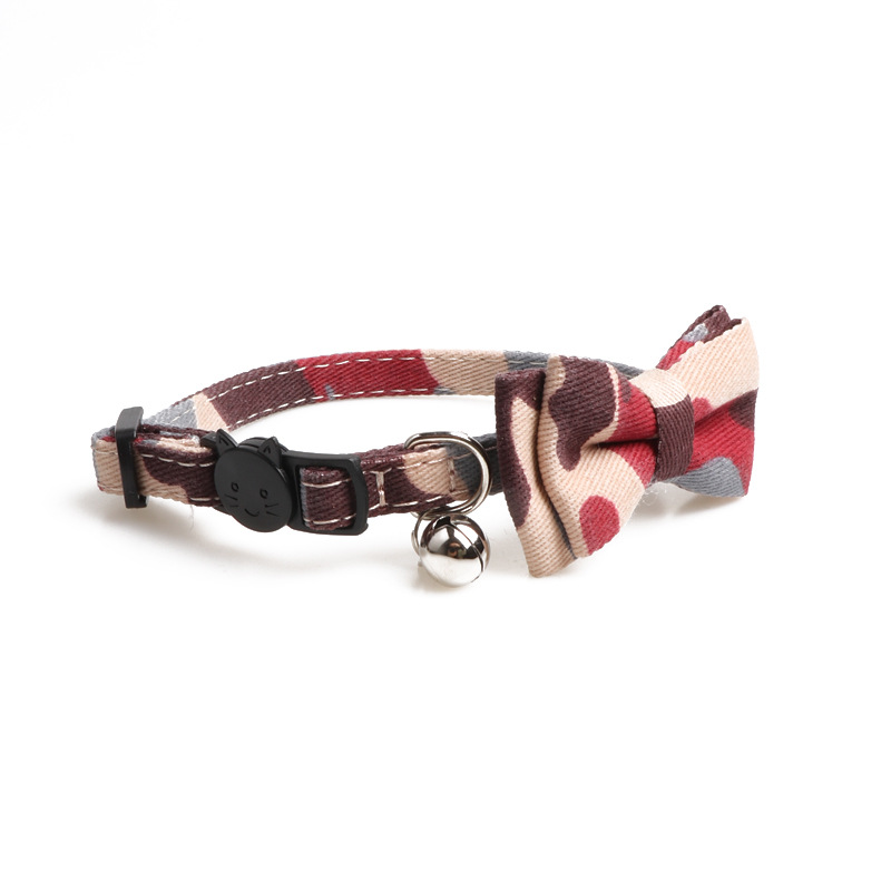 Fashion Cat Collars with Bow and Bell,Camouflage Pattern Series Cat Collars,Breakaway Adjustable Cat Bow Tie Collars,Cute Bell Tie Suitable for Kitten