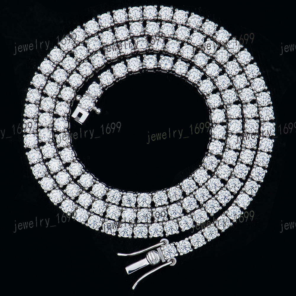 2025 High Quality 925 Sterling Silver Round Shape 3MM Moissanite Diamond Super White Tennis Chain for Men