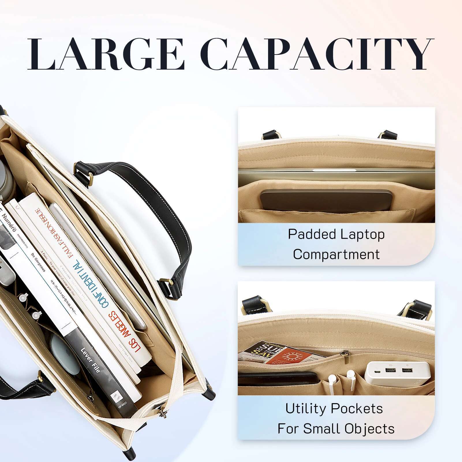 Missnine Women's Briefcase Tote Canvas Laptop 15.6 Inch Casual Work Shoulder ipad Bag Suitable for Travel Office