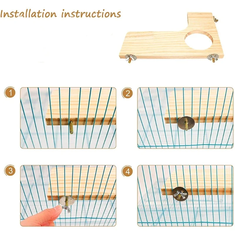 5Pcs/set Natural Wood Hamster Stand Platform Rat Activity Playground Chinchilla Cage Accessories with Washers for Birds O11 21