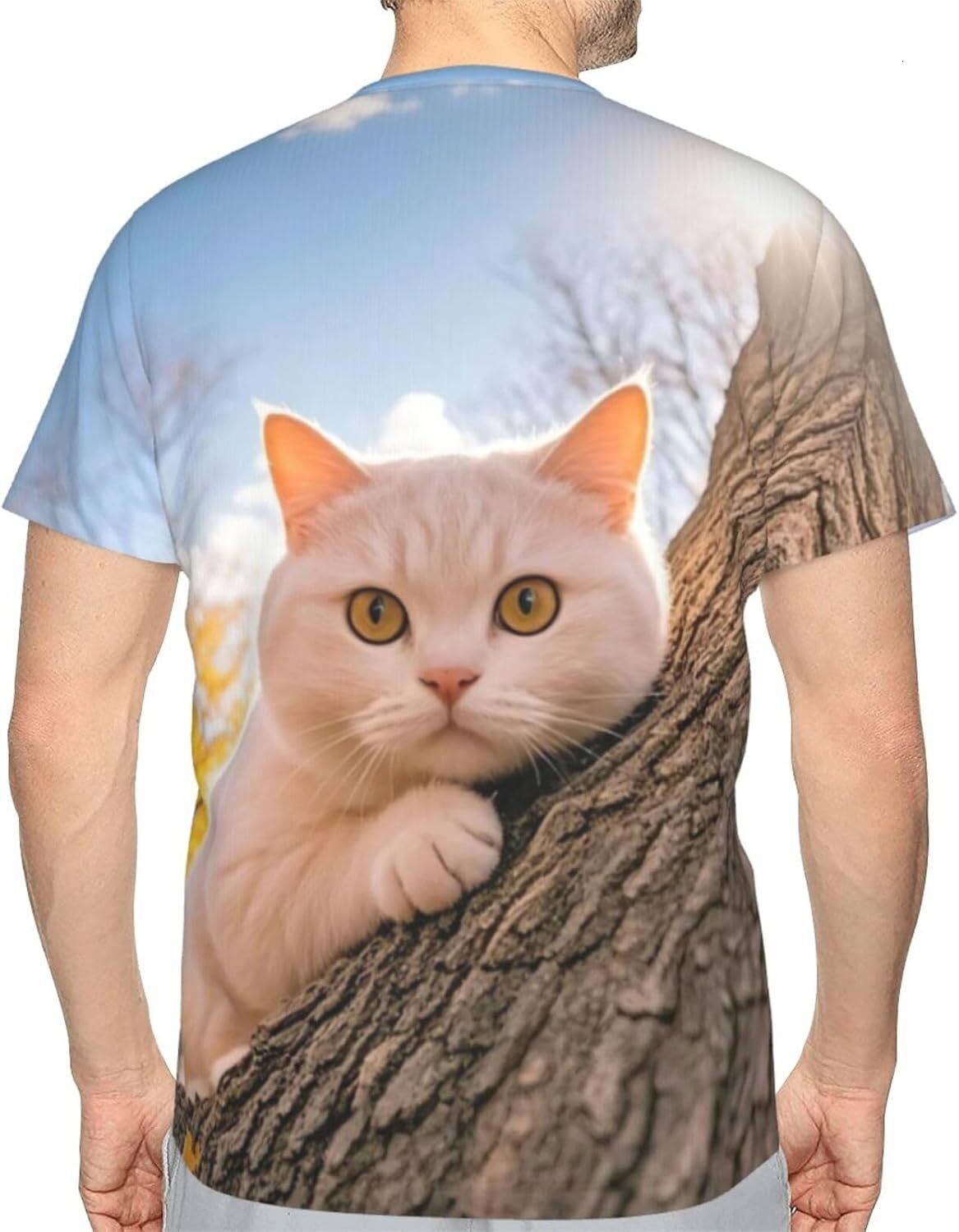 Mens T shirt Big White Cat Pattern Men's Women's T-Shirt Cute Cat 3D Printed Novelty Short Sleeve Unisex Fashion Tee tee Casual tops summer 