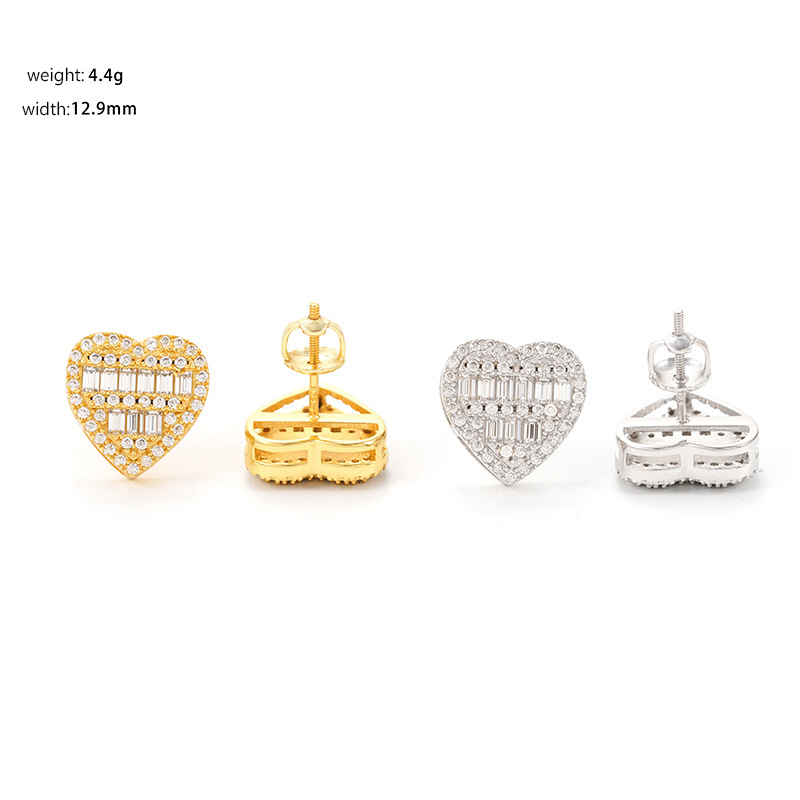12.9mm S925 Silver Moissanite Love Heart Earrings Iced Out For Men Women Hip Hop Jewelry Pass Diamonds Tester With GRA