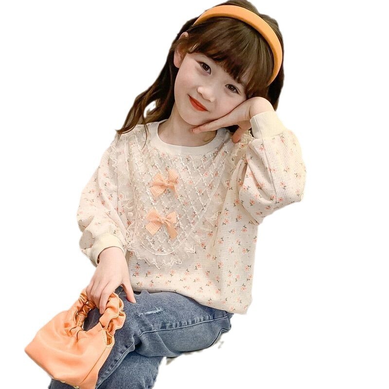 Ddmyshoesvip Girls Hoodie New Stylish Little Girls Spring And Autumn Set Long Sleeved Floral Loose Children S Top